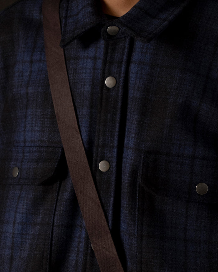 Troy Shirt Monitoba Wool Check Blue/Black