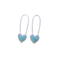 Turquoise Heart Silver Safety Pin Earring