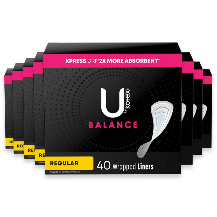 U by Kotex Balance Body Contoured Liners - 40 Ct - 8 Pack