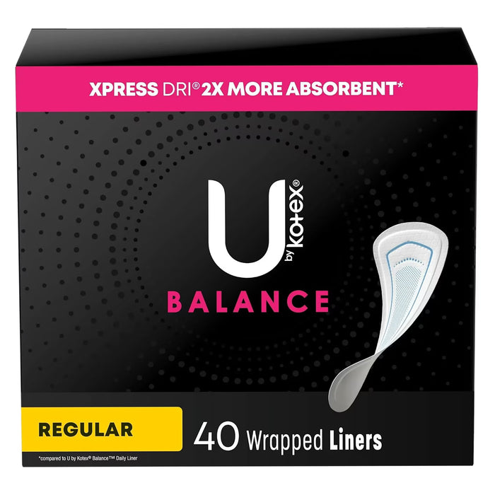 U by Kotex Balance Body Contoured Liners - 40 Ct - 8 Pack