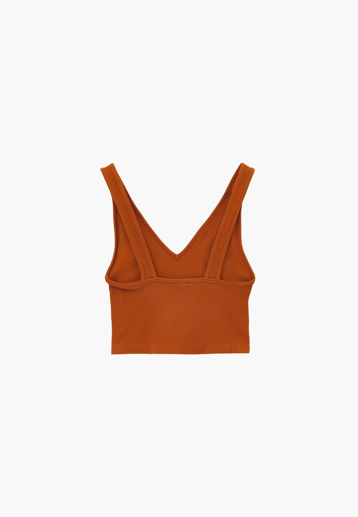 V Neck Bodycon Top - GOLD FLAME
