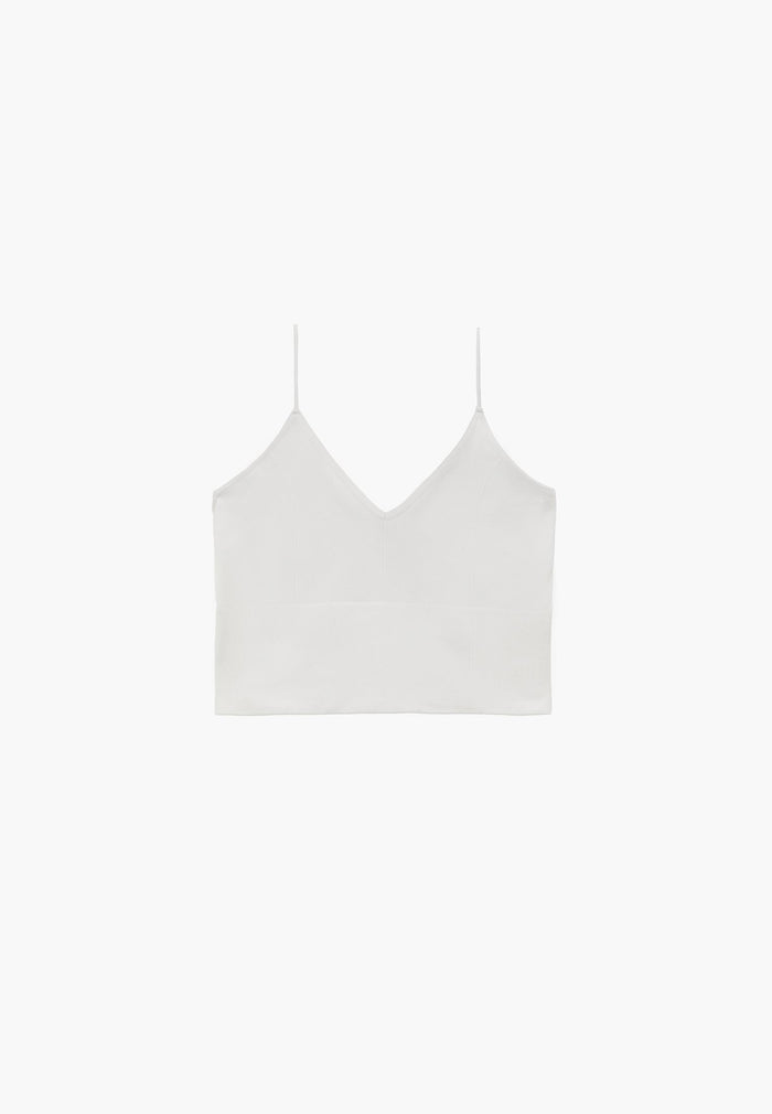 V-Neck Cropped Top - WHITE