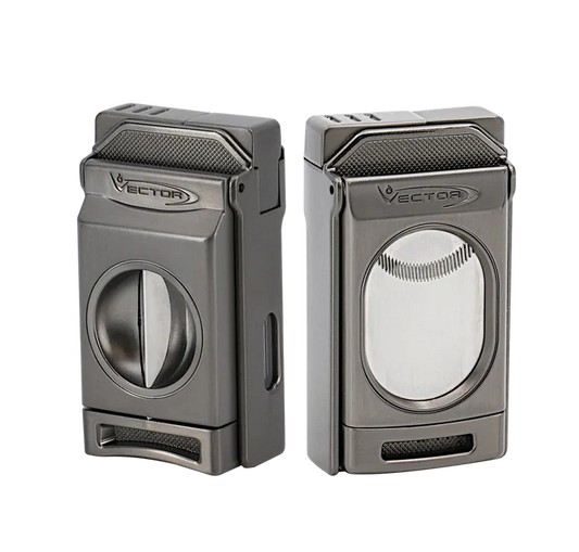 Vector  Switch Gunmetal Satin Torch Lighter With V-Cut Cutter And Straight Cut Cutter - SWITCH/02