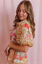 Floral Print Midi Shirt Dress- Women's Vibrant Floral Print Dress- Flying Tomato Dresses
