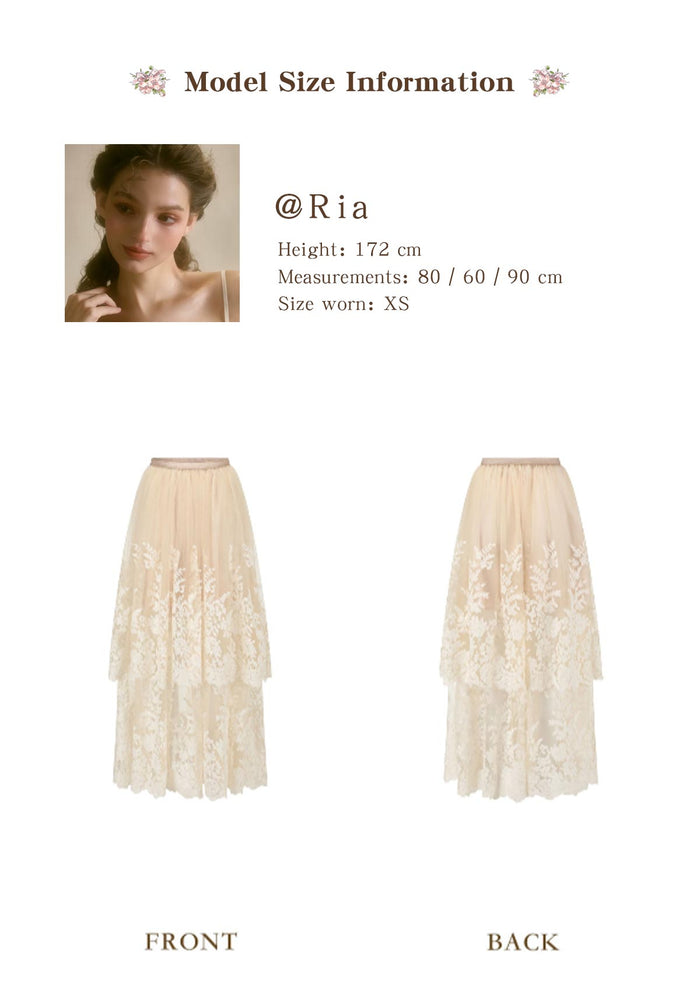 Cottagecore aesthetic white lace maxi skirt by Lacemade