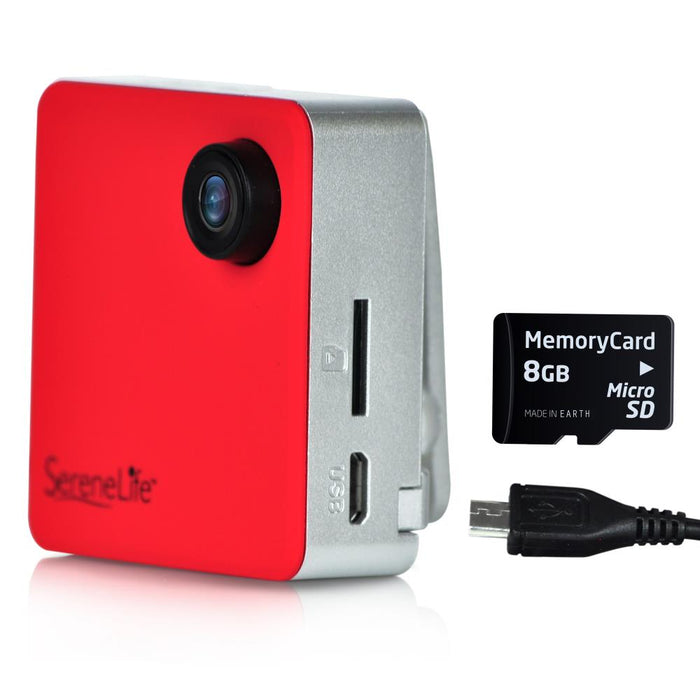 Wearable Camera 1080p HD WiFi Control Compact Red