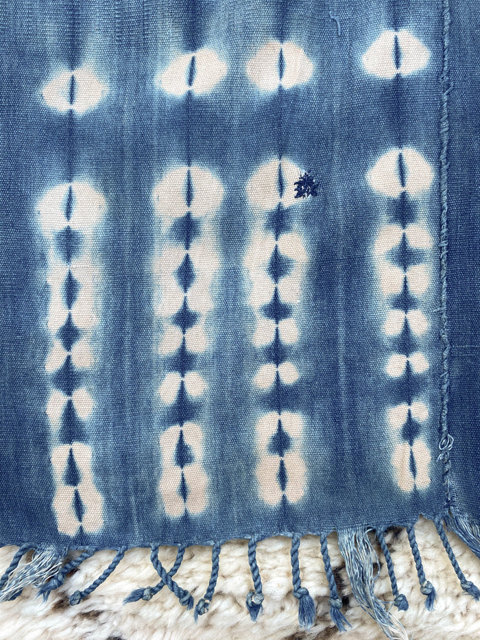 West African Mali Shibori Indigo Throw XVI