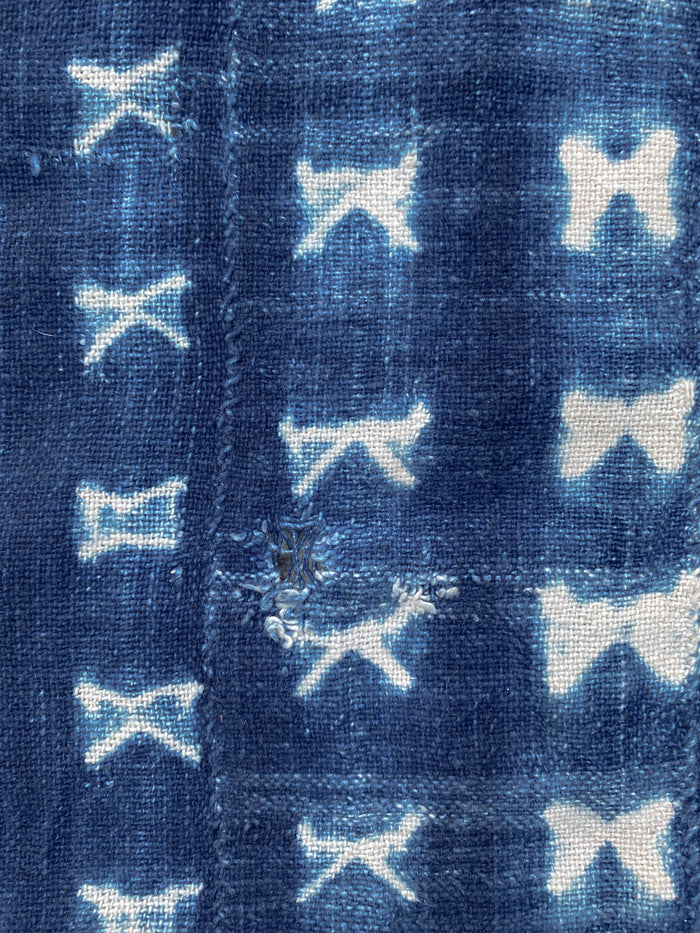 West African Mali Shibori Indigo Throw XVII
