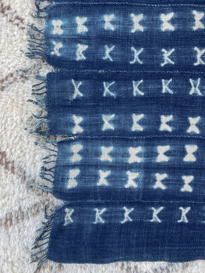 West African Mali Shibori Indigo Throw XVII