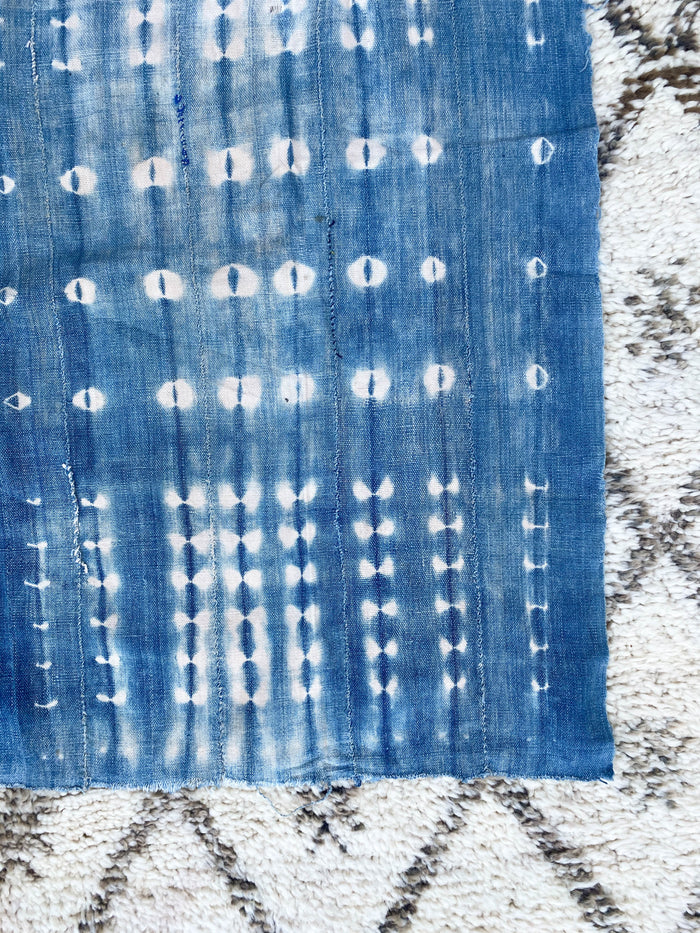 West African Mali Shibori Indigo Throw XXI