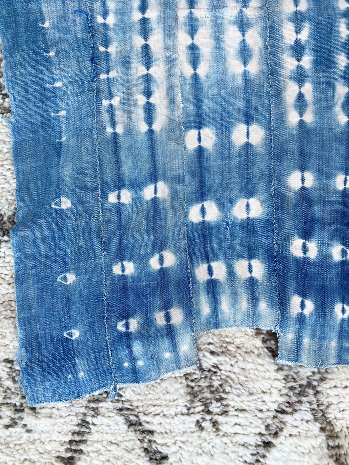 West African Mali Shibori Indigo Throw XXI