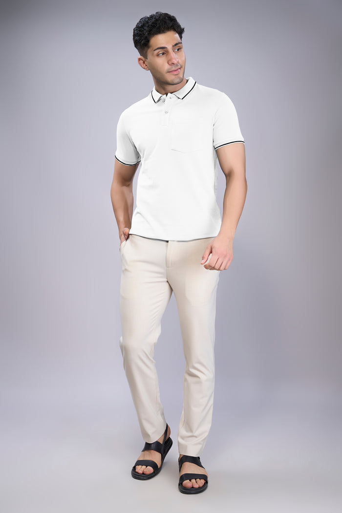 White - Identity Pocket Polo