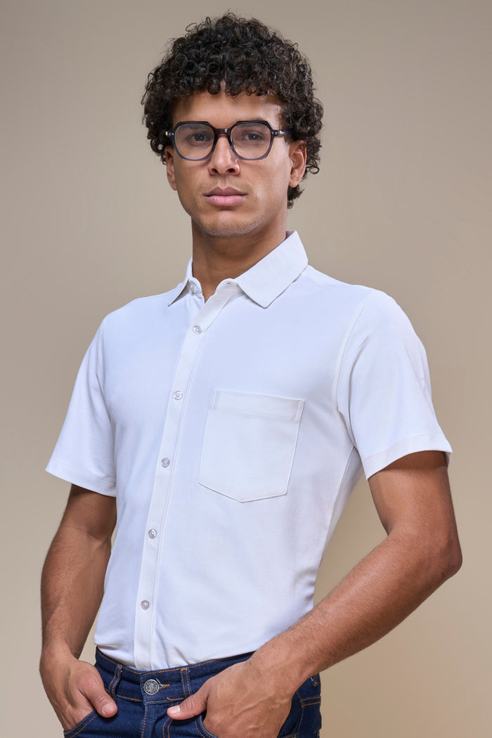 White - Smart Tech Pocket Shirt Maxzone Clothing