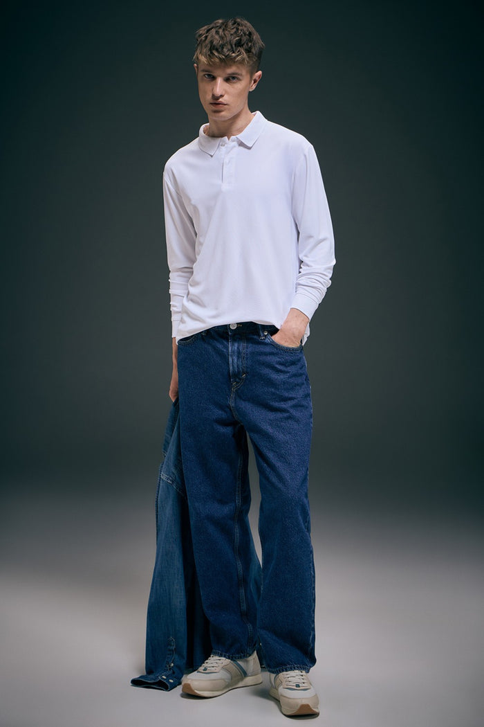 White Full Sleeve Smart Tech Polo