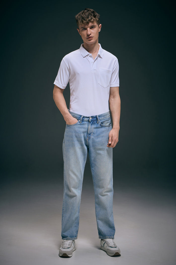 White Smart Tech Pocket + Polo T-shirts Maxzone Clothing