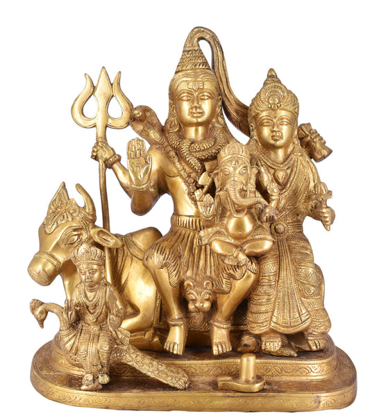 White Whale Brass Lord Shiva Family Statue Religious Shiv Parivar Ganesha Parvati Kartik Idol Figurine Home DecorMeditation Luck Gift Feng Shui