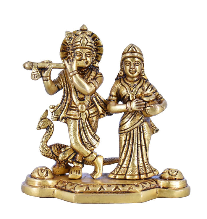 White Whale Radha Krishna Statue Hindu Gods Sculpture Brass