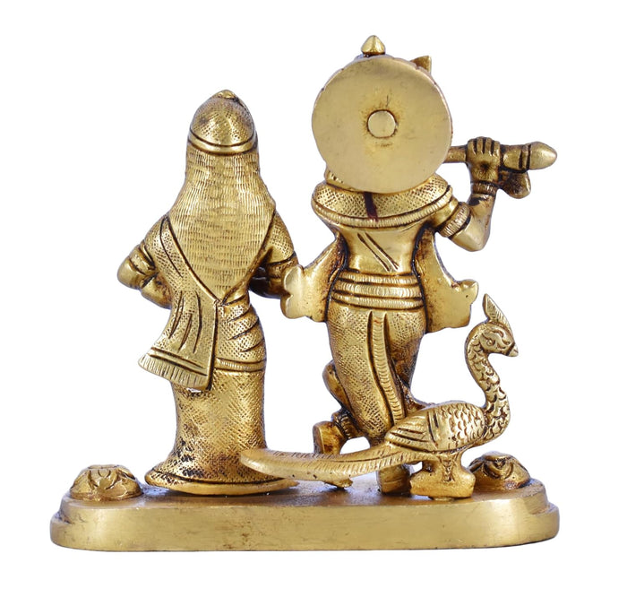 White Whale Radha Krishna Statue Hindu Gods Sculpture Brass