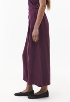Wide Leg High Waist Trousers with Pleat Details - PURPLE POTION