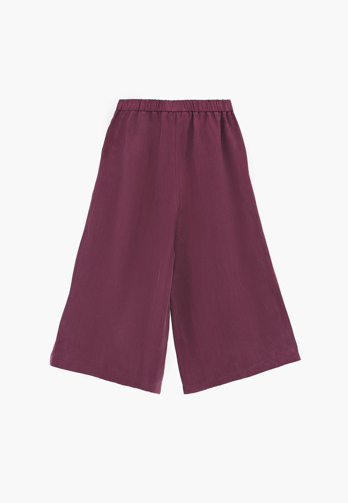 Wide Leg High Waist Trousers with Pleat Details - PURPLE POTION