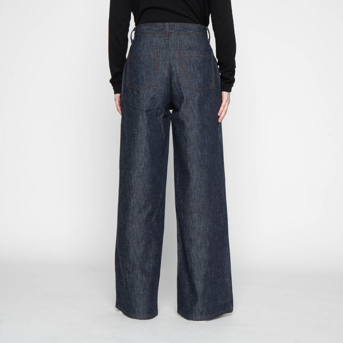 Wide Leg Trouser - 10oz Rinsed Denim - Indigo by Naked & Famous Denim