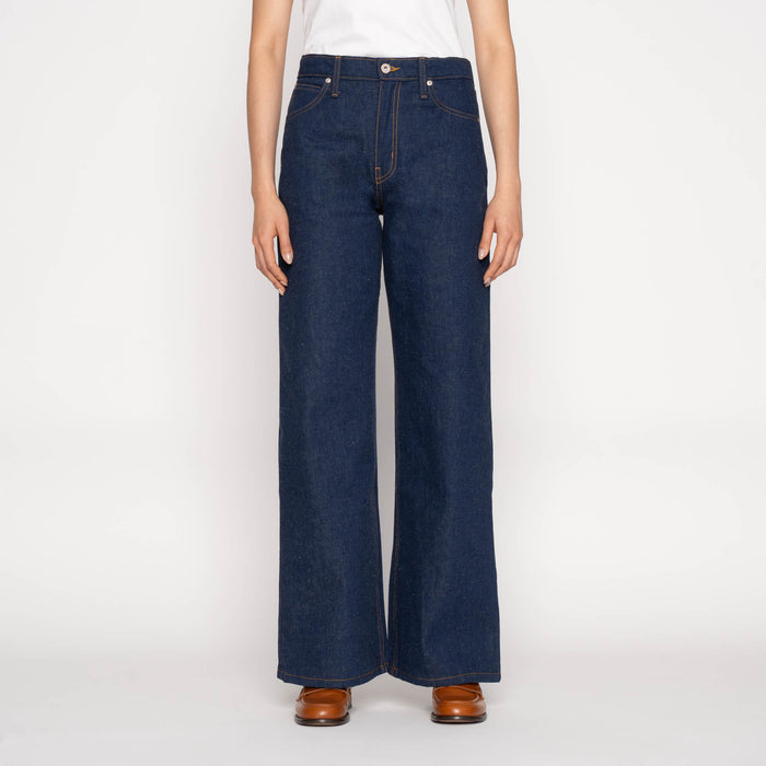Wide Wild West - 2x1 Dungaree Nep Denim - Mid Indigo by Naked & Famous Denim