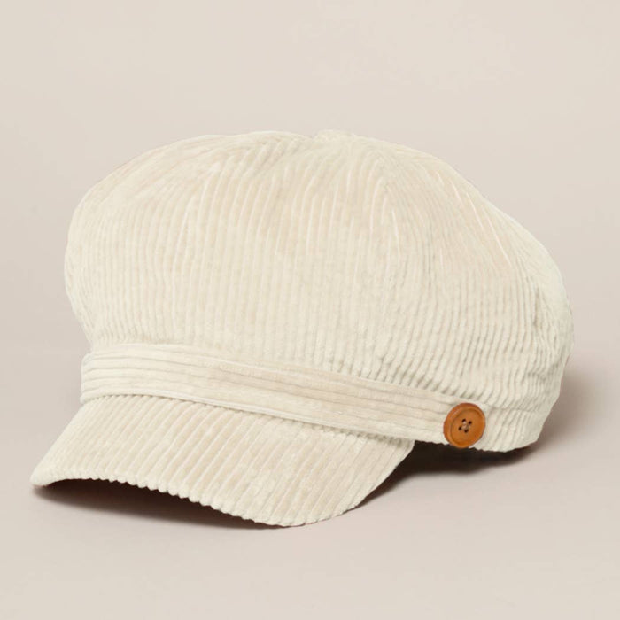 Women's Solid Corduroy Cabbie with Buttons