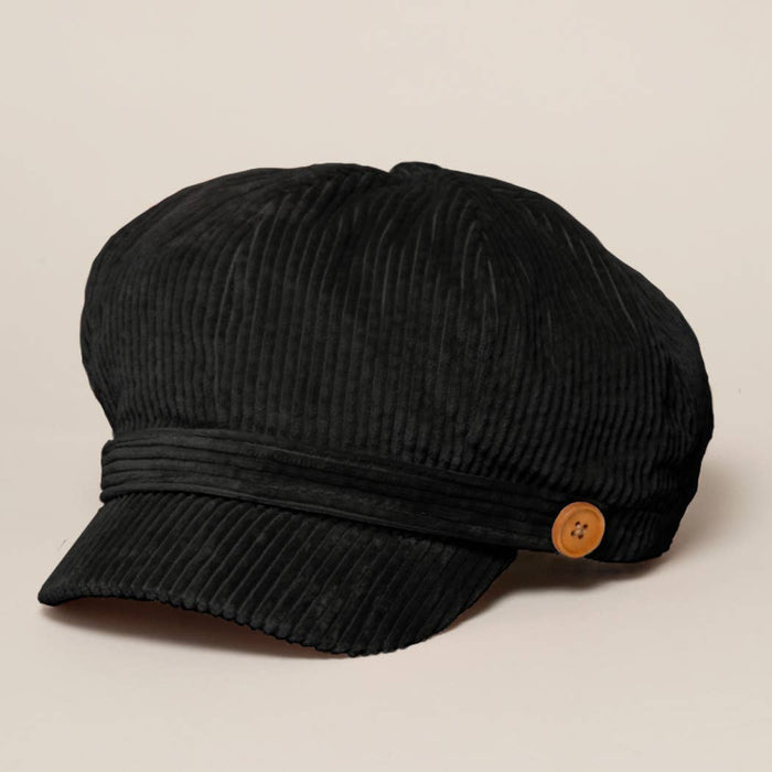 Women's Solid Corduroy Cabbie with Buttons
