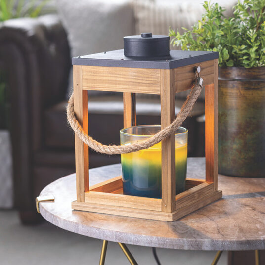 Wood & Rope Wooden Candle Warmer Lantern