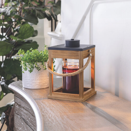 Wood & Rope Wooden Candle Warmer Lantern