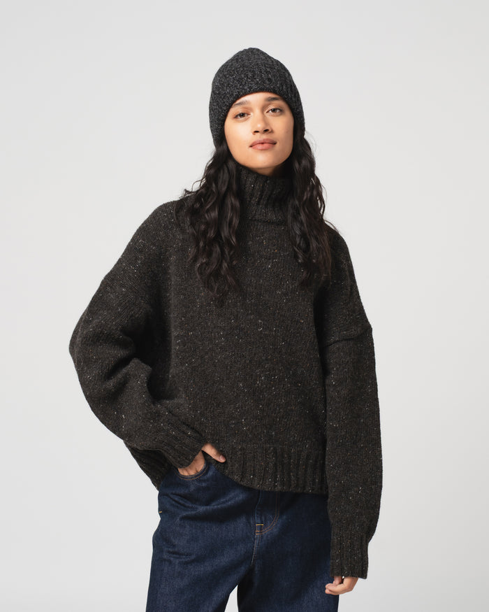 Wool Cashmere Beanie Anthracite Melange