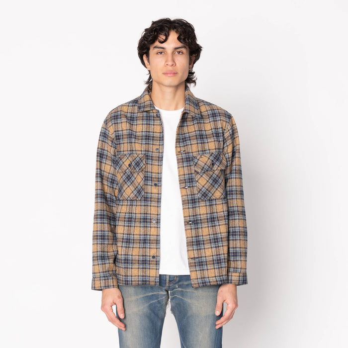 Work Shirt - Triple Twist Yarn Flannel - Blue Beige by Naked & Famous Denim