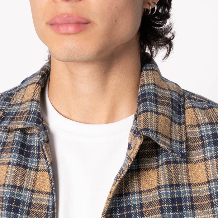 Work Shirt - Triple Twist Yarn Flannel - Blue Beige by Naked & Famous Denim