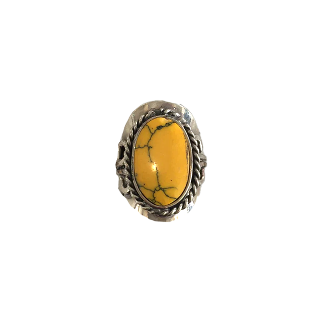 Yellow Dyed Howlite Ring