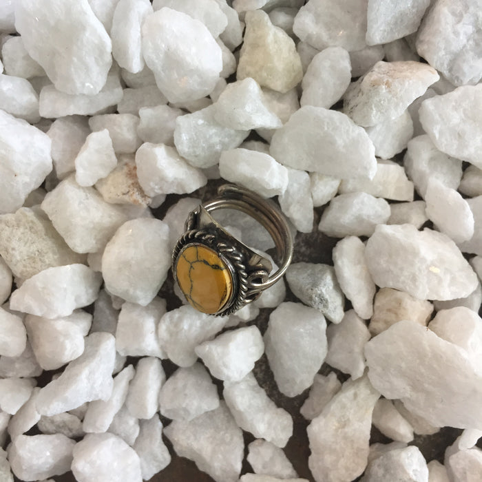Yellow Dyed Howlite Ring