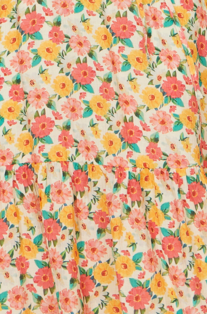 The Angel Sleeve – Floral Midi Tea Dress - Bascora
